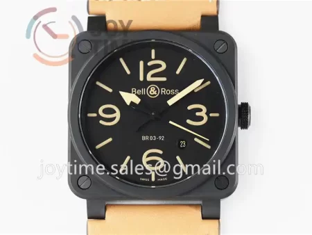 Bell & Ross BR 03  Instruments 1:1 Best Edition Ceramic Case Leather Strap Miyota 9015