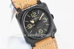 Bell & Ross BR 03  Instruments 1:1 Best Edition Ceramic Case Leather Strap Miyota 9015