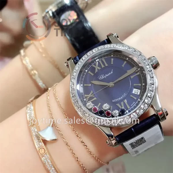 Chopard Happy Sports NRF 1:1 Best Edition 36mm Diamond Bezel Alligator Leather Strap A2892