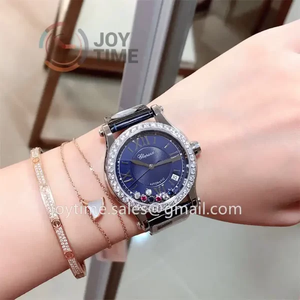 Chopard Happy Sports NRF 1:1 Best Edition 36mm Diamond Bezel Alligator Leather Strap A2892