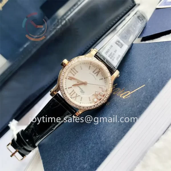 Chopard Happy Sports NRF 1:1 Best Edition 33mm Diamond Bezel Alligator Leather Strap A2892