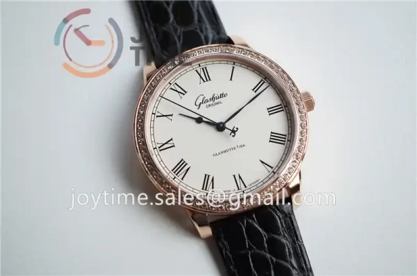 Glashütte Original Senator Excellence GF 1:1 Best Edition RG Diamond Bezel Leather Strap A2824