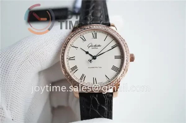 Glashütte Original Senator Excellence GF 1:1 Best Edition RG Diamond Bezel Leather Strap A2824