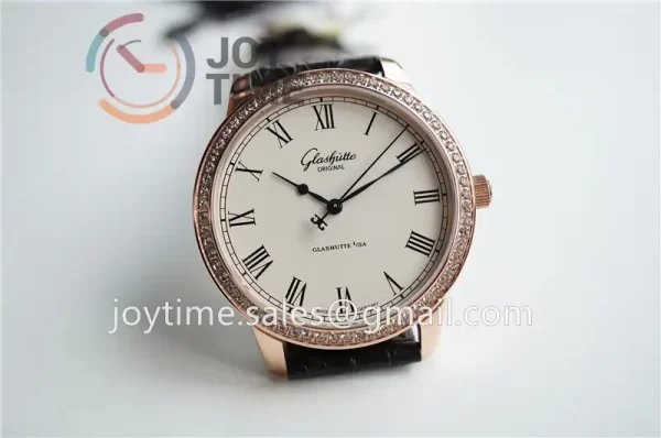 Glashütte Original Senator Excellence GF 1:1 Best Edition RG Diamond Bezel Leather Strap A2824