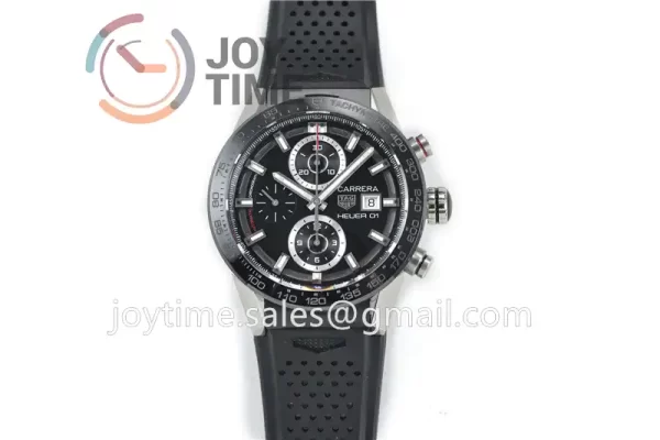 Tag Heuer Calibre Heuer 01 Chrono XF 1:1 Best Edition SS Case Ceramic Bezel Rubber Strap A1887