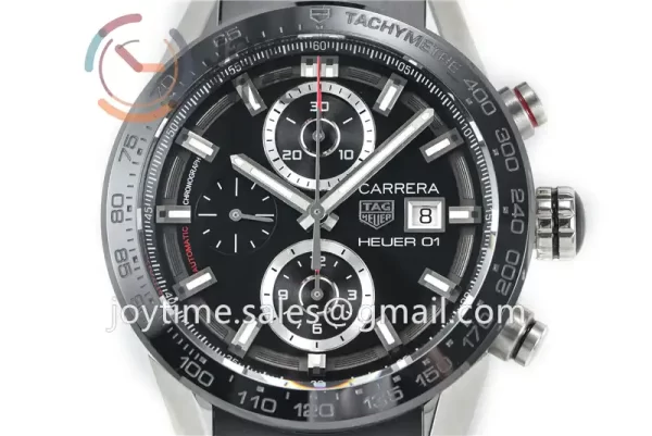 Tag Heuer Calibre Heuer 01 Chrono XF 1:1 Best Edition SS Case Ceramic Bezel Rubber Strap A1887