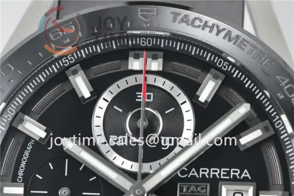 Tag Heuer Calibre Heuer 01 Chrono XF 1:1 Best Edition SS Case Ceramic Bezel Rubber Strap A1887