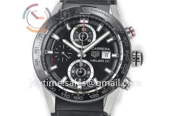 Tag Heuer Calibre Heuer 01 Chrono XF 1:1 Best Edition SS Case Ceramic Bezel Rubber Strap A1887