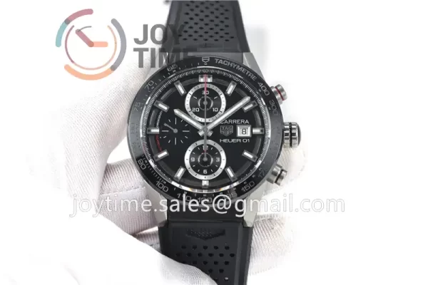 Tag Heuer Calibre Heuer 01 Chrono XF 1:1 Best Edition SS Case Ceramic Bezel Rubber Strap A1887