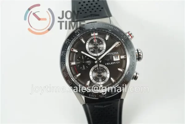 Tag Heuer Calibre Heuer 01 Chrono XF 1:1 Best Edition SS Case Ceramic Bezel Rubber Strap A1887