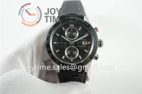 Tag Heuer Calibre Heuer 01 Chrono XF 1:1 Best Edition SS Case Ceramic Bezel Rubber Strap A1887