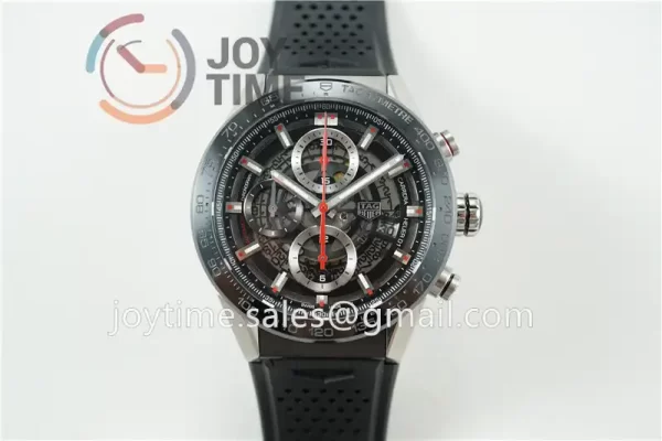 Tag Heuer Calibre Heuer 01 Chrono XF 1:1 Best Edition SS Case Ceramic Bezel Rubber Strap A1887