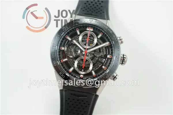 Tag Heuer Calibre Heuer 01 Chrono XF 1:1 Best Edition SS Case Ceramic Bezel Rubber Strap A1887