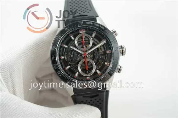 Tag Heuer Calibre Heuer 01 Chrono XF 1:1 Best Edition SS Case Ceramic Bezel Rubber Strap A1887