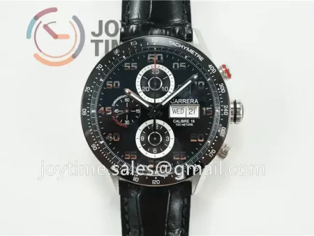 Tag Heuer Calibre Heuer 01 Chrono XF 1:1 Best Edition SS Case Ceramic Bezel Leather Strap A1887