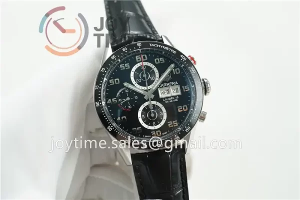 Tag Heuer Calibre Heuer 01 Chrono XF 1:1 Best Edition SS Case Ceramic Bezel Leather Strap A1887