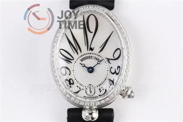 Breguet Reine de Naples ZF 1:1 Best Edition SS Diamonds Bezel Black Fabric Strap A537