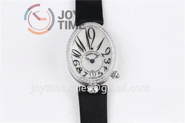 Breguet Reine de Naples ZF 1:1 Best Edition SS Diamonds Bezel Black Fabric Strap A537