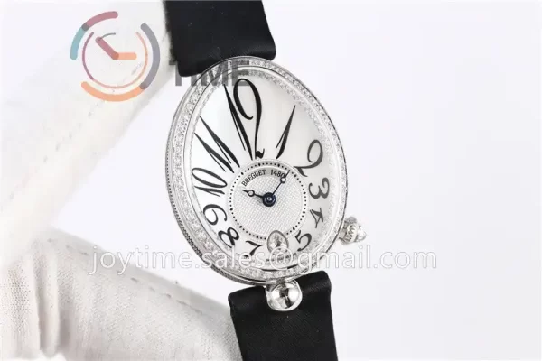 Breguet Reine de Naples ZF 1:1 Best Edition SS Diamonds Bezel Black Fabric Strap A537