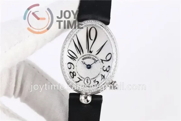 Breguet Reine de Naples ZF 1:1 Best Edition SS Diamonds Bezel Black Fabric Strap A537