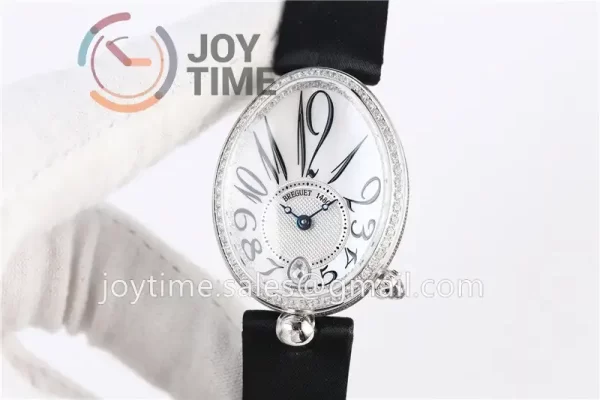 Breguet Reine de Naples ZF 1:1 Best Edition SS Diamonds Bezel Black Fabric Strap A537