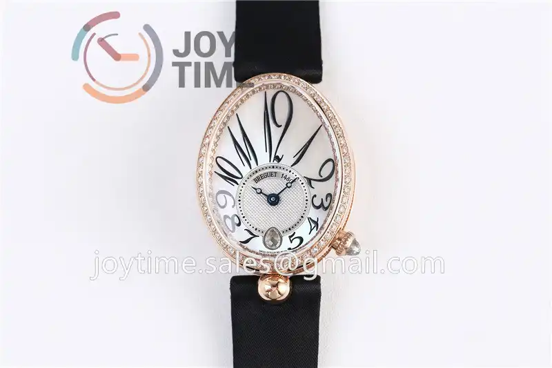 Breguet Reine de Naples ZF 1:1 Best Edition RG Diamonds Bezel Black Fabric Strap A537