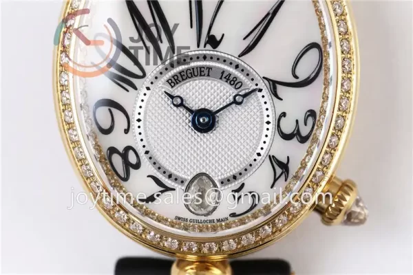 Breguet Reine de Naples ZF 1:1 Best Edition YG Diamonds Bezel Black Fabric Strap A537