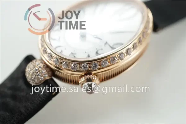 Breguet Reine de Naples ZF 1:1 Best Edition RG Diamonds Bezel Black Fabric Strap A537