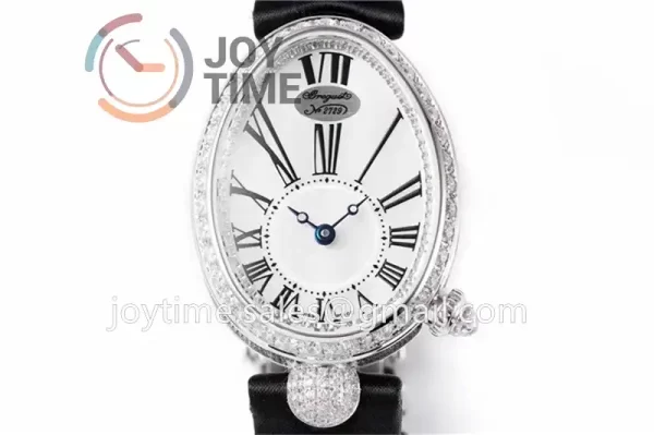 Breguet Reine de Naples ZF 1:1 Best Edition SS Diamonds Bezel Black Fabric Strap A537