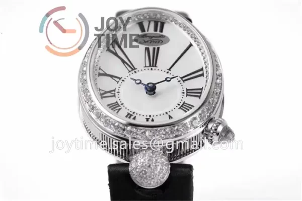 Breguet Reine de Naples ZF 1:1 Best Edition SS Diamonds Bezel Black Fabric Strap A537