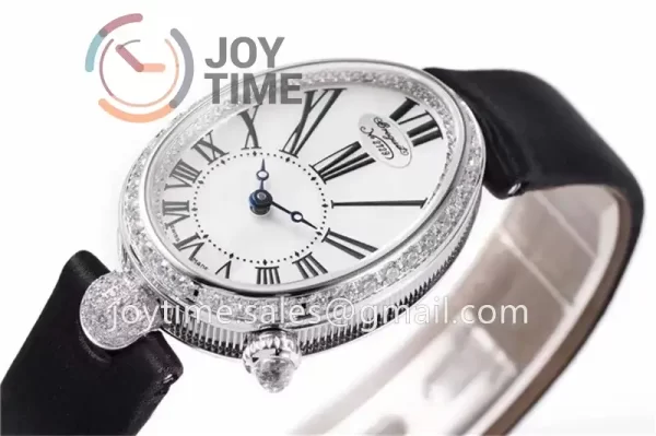 Breguet Reine de Naples ZF 1:1 Best Edition SS Diamonds Bezel Black Fabric Strap A537