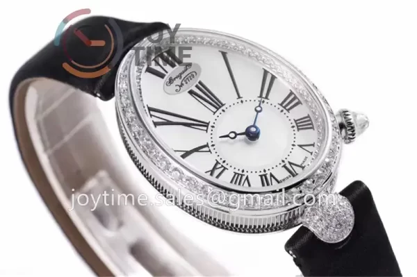 Breguet Reine de Naples ZF 1:1 Best Edition SS Diamonds Bezel Black Fabric Strap A537