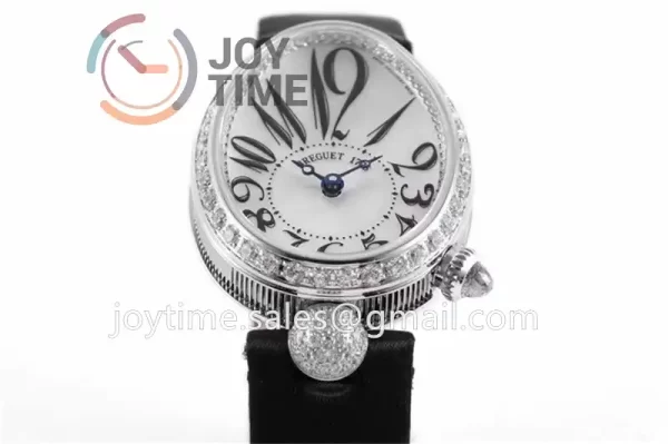 Breguet Reine de Naples ZF 1:1 Best Edition SS Diamonds Bezel Black Fabric Strap A537