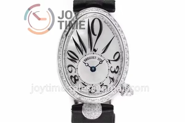 Breguet Reine de Naples ZF 1:1 Best Edition SS Diamonds Bezel Black Fabric Strap A537