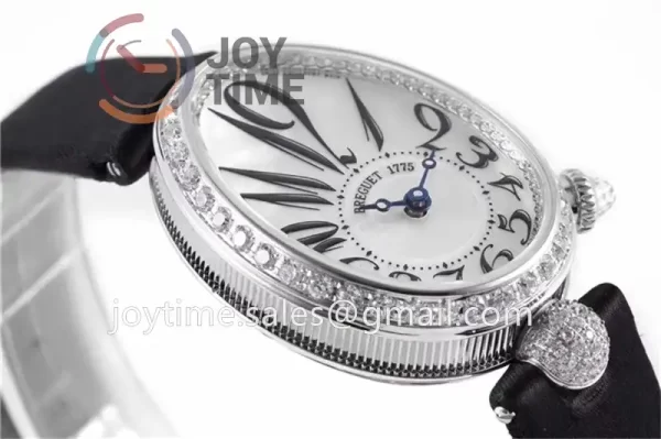 Breguet Reine de Naples ZF 1:1 Best Edition SS Diamonds Bezel Black Fabric Strap A537