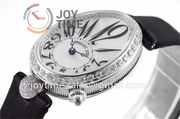 Breguet Reine de Naples ZF 1:1 Best Edition SS Diamonds Bezel Black Fabric Strap A537