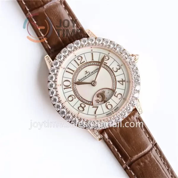 Jaeger-LeCoultre Rendez-Vous Night & Day GF 1:1 Best Edition RG Diamonds Bezel  Leather Strap SA898