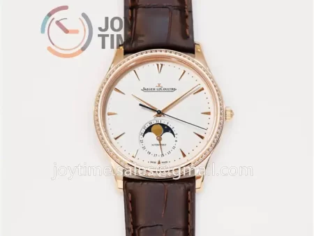 Jaeger-LeCoultre Master Ultra Thin GF 1:1 Best Edition RG Diamond Bezel Leather Strap SA925