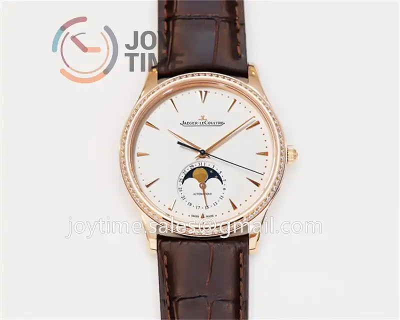 Jaeger-LeCoultre Master Ultra Thin GF 1:1 Best Edition RG Diamond Bezel Leather Strap SA925