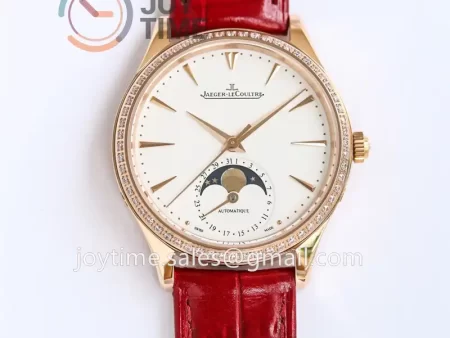 Jaeger-LeCoultre Master Ultra Thin Ladies GF 1:1 Best Edition RG Diamond Bezel Leather Strap A825