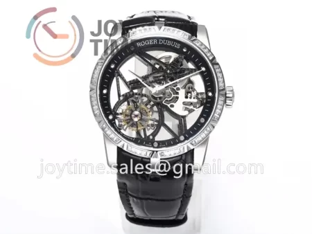 Roger Dubuis Excalibur Spider  BBR 1:1 Best Edition Diamond Bezel Leather Strap Tourbillon