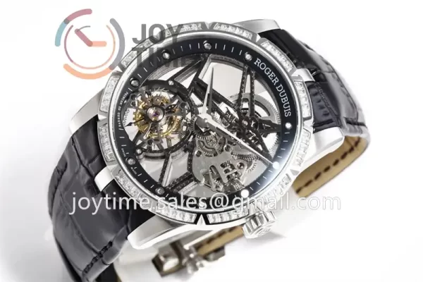 Roger Dubuis Excalibur Spider  BBR 1:1 Best Edition Diamond Bezel Leather Strap Tourbillon