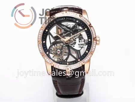 Roger Dubuis Excalibur Spider  BBR 1:1 Best Edition RG Diamond Bezel Leather Strap Tourbillon