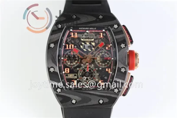 Richard Mille RM011 KVF 1:1 Best Edition Carbon Case Rubber Strap A7750