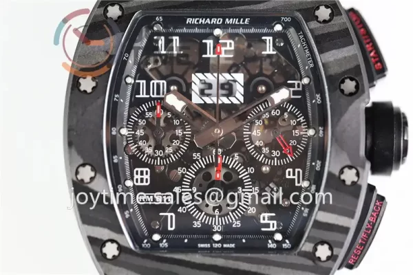 Richard Mille RM011 KVF 1:1 Best Edition Carbon Case Rubber Strap A7750