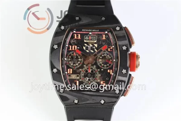 Richard Mille RM011 KVF 1:1 Best Edition Carbon/RG Case Rubber Strap A7750