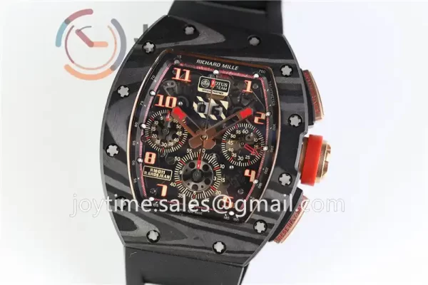 Richard Mille RM011 KVF 1:1 Best Edition Carbon/RG Case Rubber Strap A7750