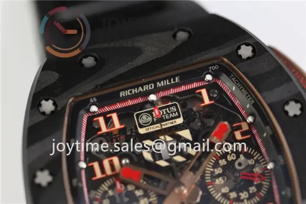 Richard Mille RM011 KVF 1:1 Best Edition Carbon/RG Case Rubber Strap A7750