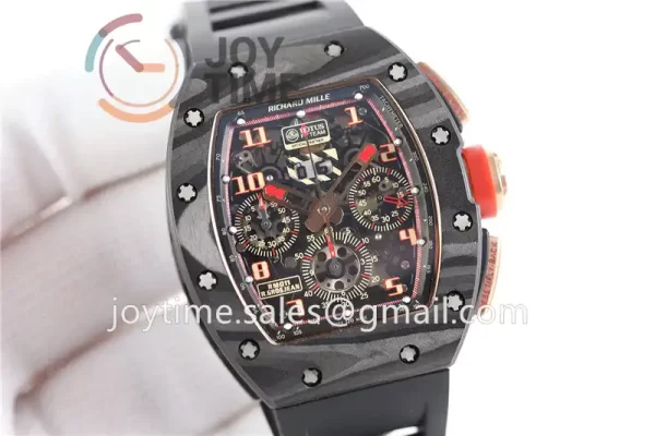 Richard Mille RM011 KVF 1:1 Best Edition Carbon/RG Case Rubber Strap A7750