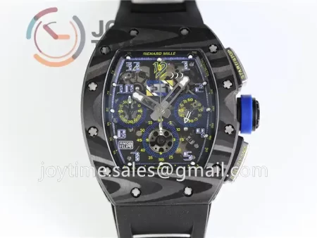 Richard Mille RM011 KVF 1:1 Best Edition Carbon/Titanium Case Rubber Strap A7750